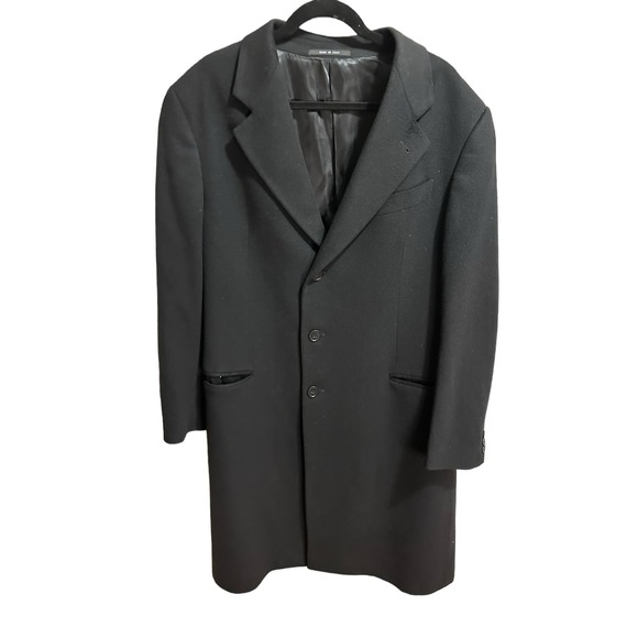 ARMANI COLONI men’s size 44R Cashmere black overcoat Made in Italy - Picture 1 of 6